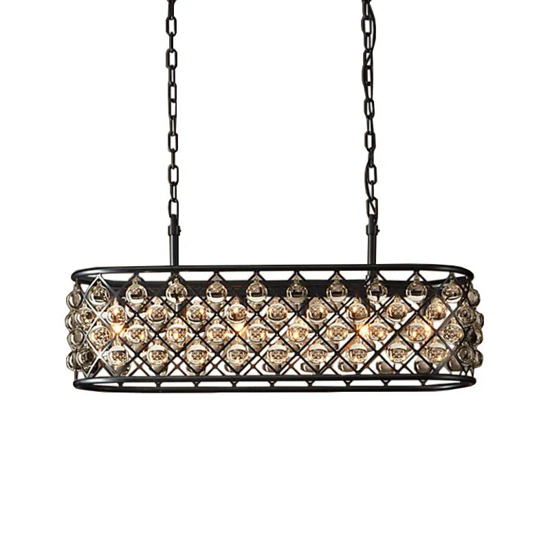 Black Crystal Oval Pendant Light