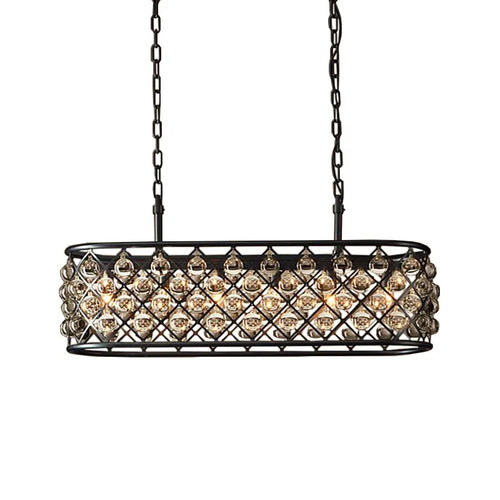 Black Crystal Oval Pendant Light